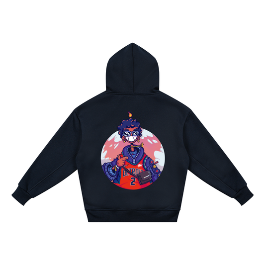 Kids Glitch Fleece Hoodie by BASH CLLXXN featuring original hand drawn doodle art streetwear graphics on a heavyweight 10.8 oz fleece in an oversized fit