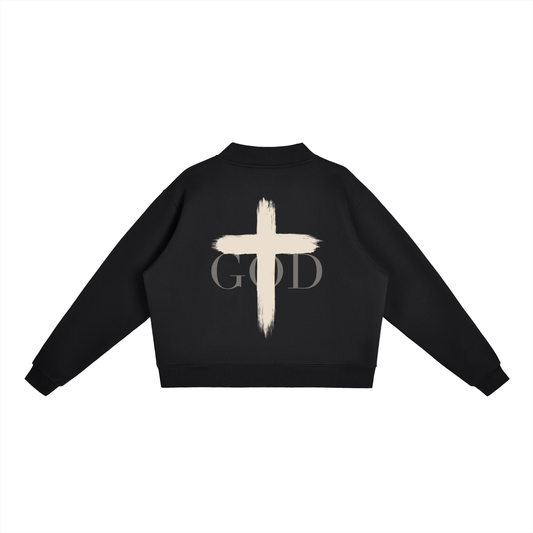 Womens FAITH Fleece Mock-Neck Crew Sweatshirt (Cross)