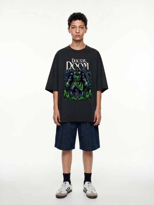 KIDS DOOM HEAVYWEIGHT TEE - hand-drawn kids streetwear by BASH CLLXXN, Detroit (view 2)