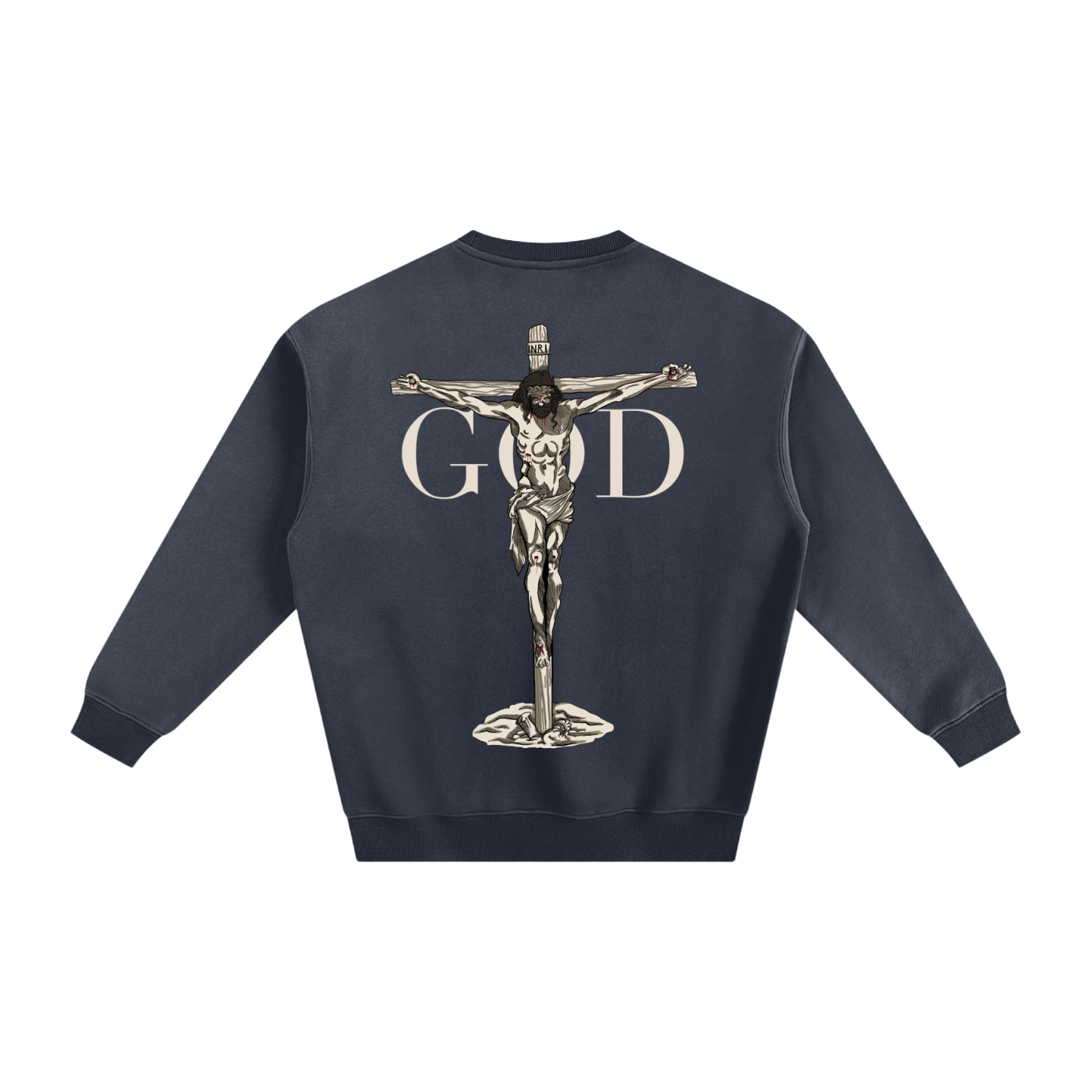 BASH CLLXXN FAITH Fleece Sweatshirt featuring intricate hand drawn doodle art with a bold Jesus graphic, designed by teen streetwear artist and brand founder
