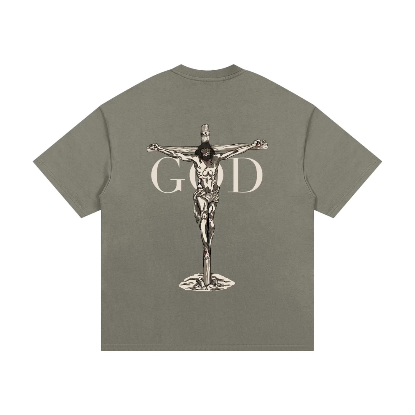 BASH CLLXXN FAITH heavyweight t-shirt featuring original hand drawn Jesus doodle art by teen streetwear founder, intricate comic-style streetwear graphic on white tee