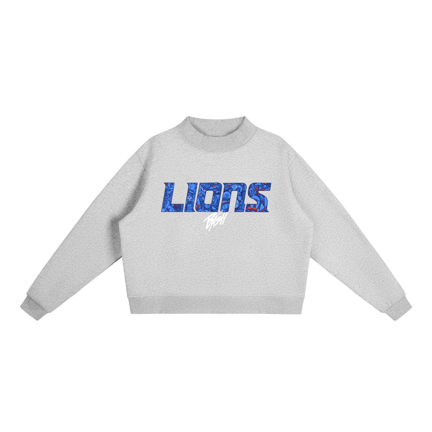 Womens Lions Mock-Neck Crew Sweatshirt