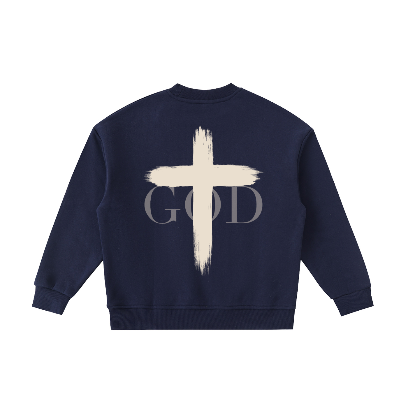 Kids FAITH Cross Fleece Crewneck by BASH CLLXXN featuring original hand drawn doodle art streetwear design with bold cross imagery on a youth fleece sweatshirt