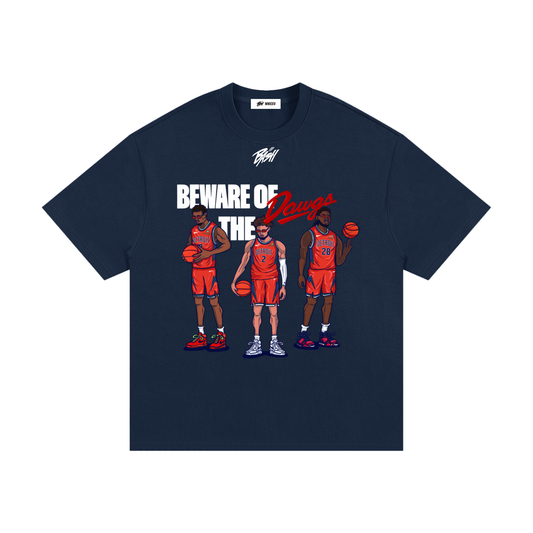 BEWARE OF THE DAWGS TEE - NAVY/BLACK