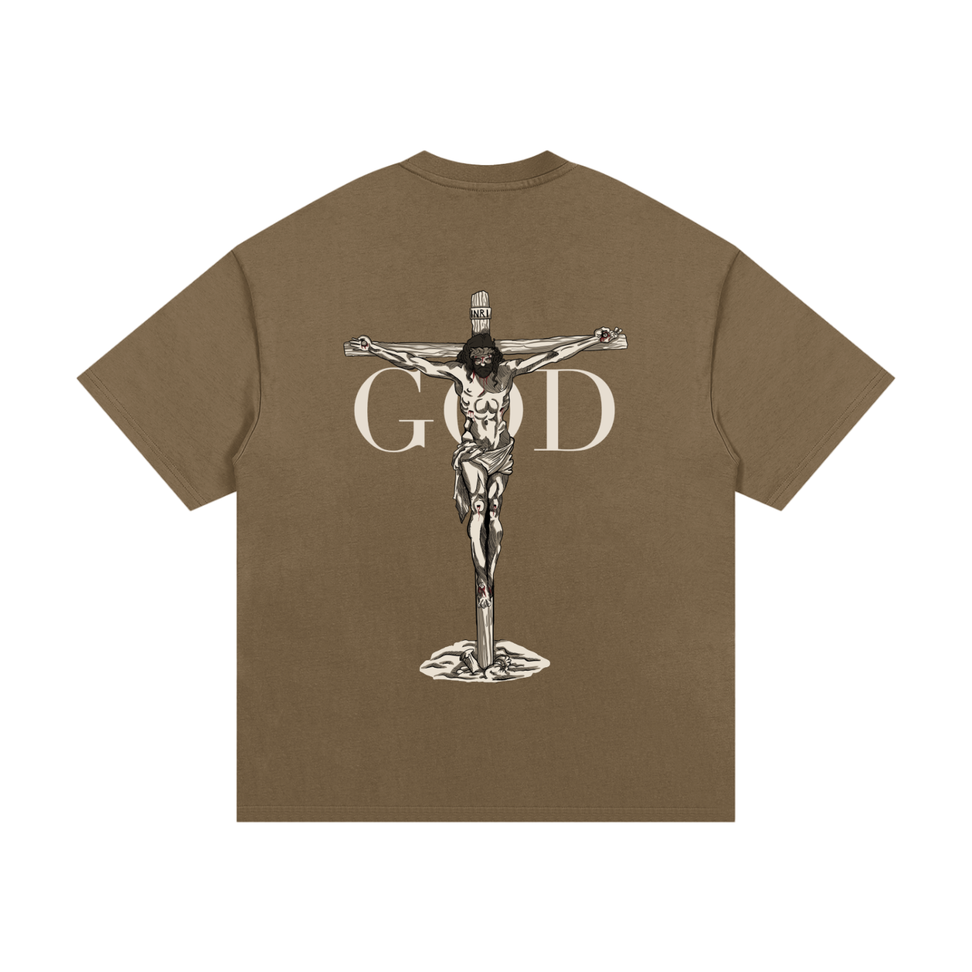 BASH CLLXXN FAITH heavyweight t-shirt featuring original hand drawn Jesus doodle art by teen streetwear founder, intricate comic-style streetwear graphic on white tee