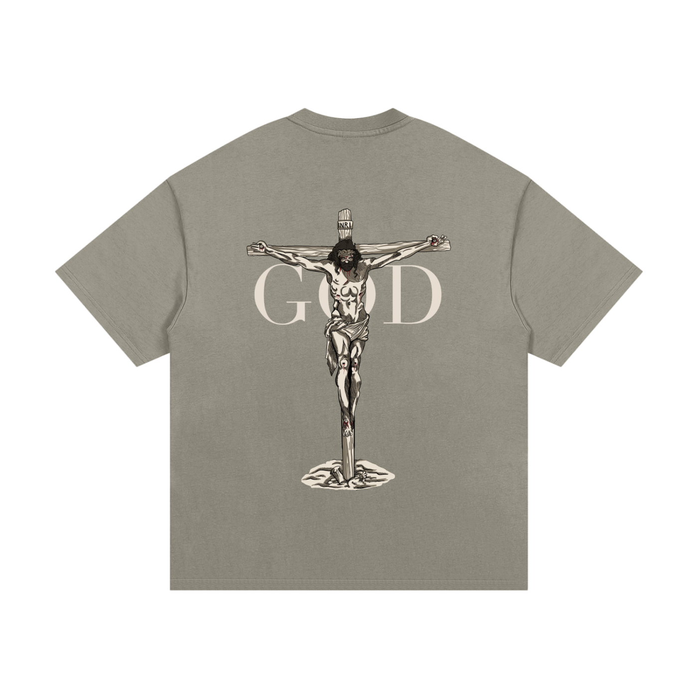 BASH CLLXXN FAITH heavyweight t-shirt featuring original hand drawn Jesus doodle art by teen streetwear founder, intricate comic-style streetwear graphic on white tee