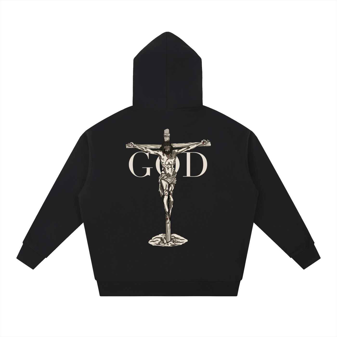 BASH CLLXXN FAITH Heavyweight Hoodie featuring original hand drawn doodle art by teen founder, intricate comic book style streetwear design on premium black fleece hoodie