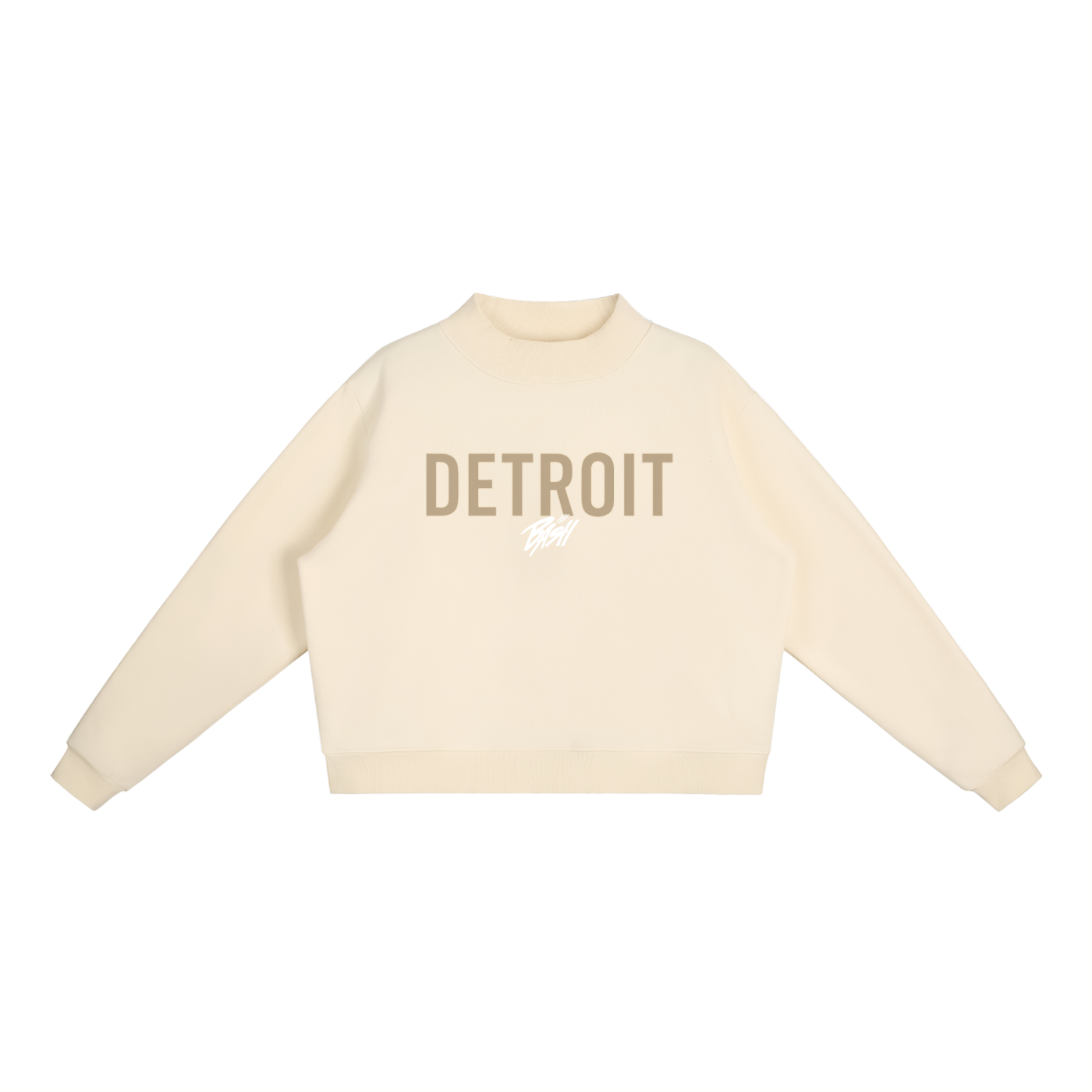 Womens Detroit Fleece Mock-Neck Crew Sweatshirt (Blank Back)