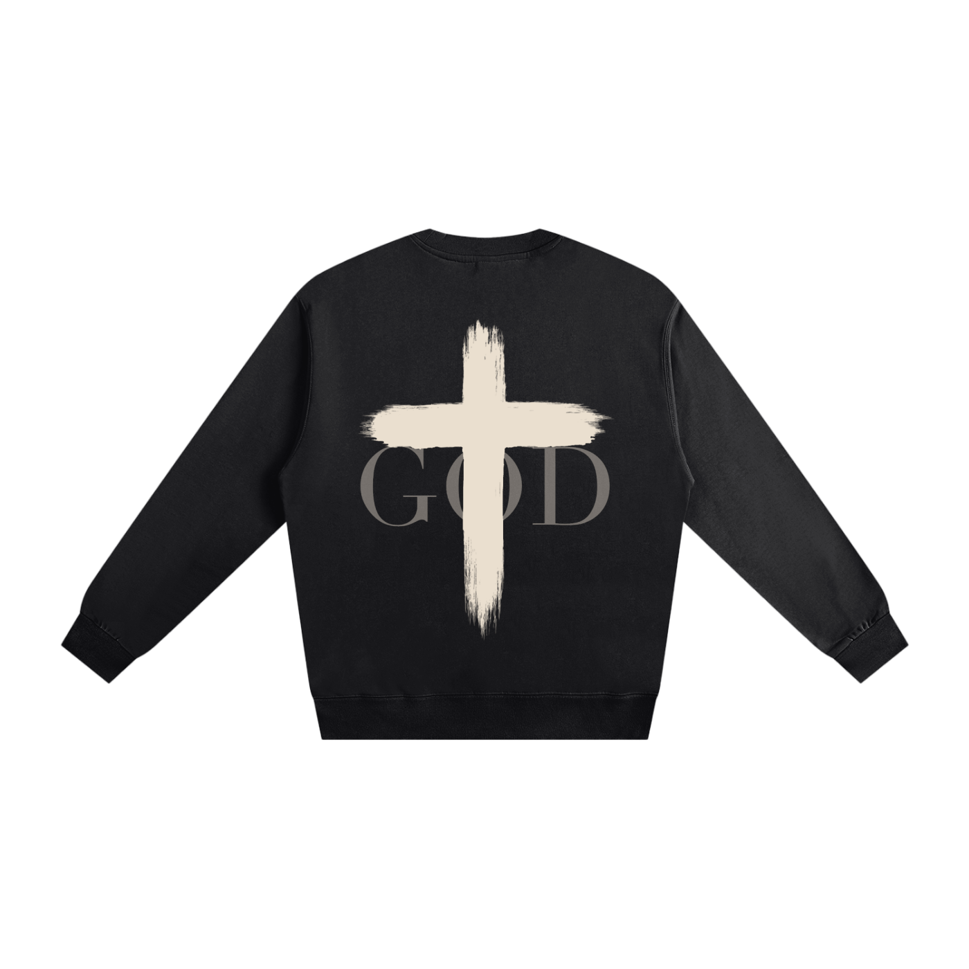 BASH CLLXXN FAITH Cross Heavyweight Sweatshirt featuring original hand drawn doodle art cross design by teenage Detroit founder, printed on 400gsm 100% cotton in an oversized streetwear fit