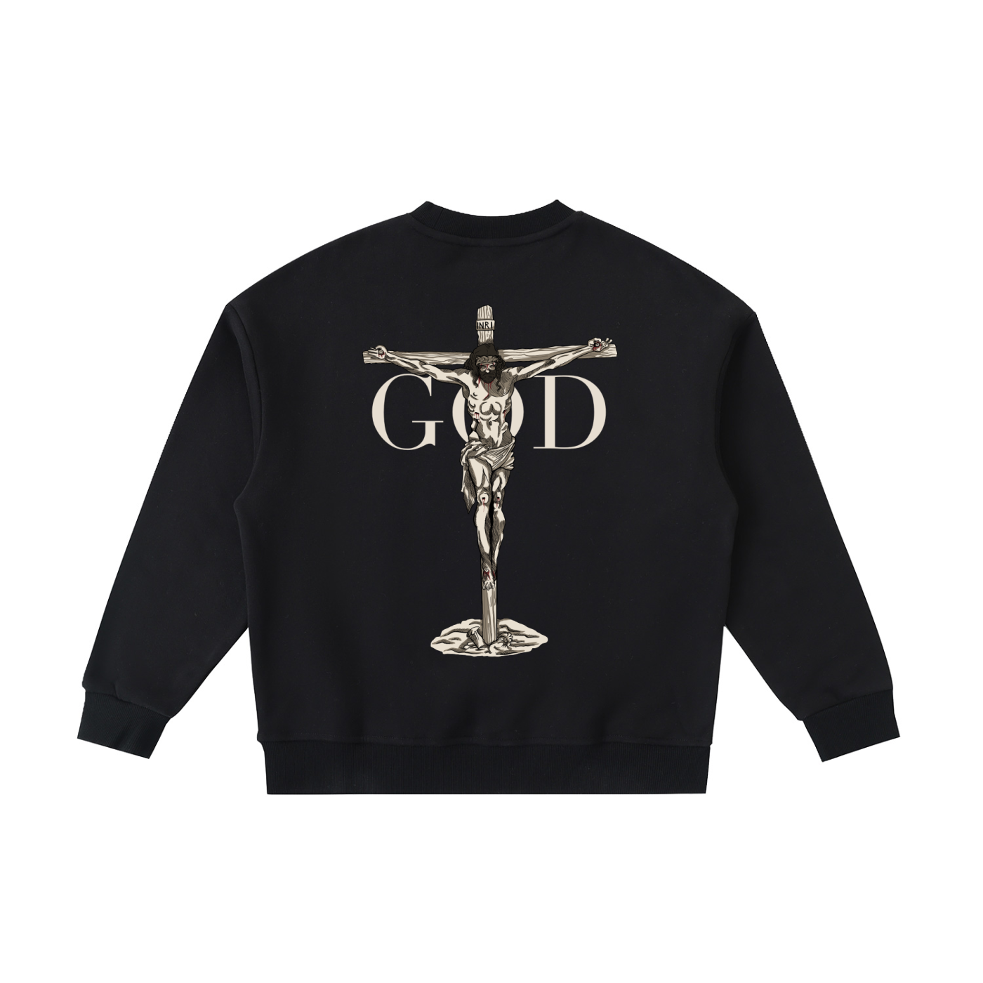 Kids BASH CLLXXN FAITH Fleece Crewneck sweatshirt featuring hand drawn doodle art by Detroit teen founder, bold comic-book-inspired graphic on heavyweight cotton-blend fleece
