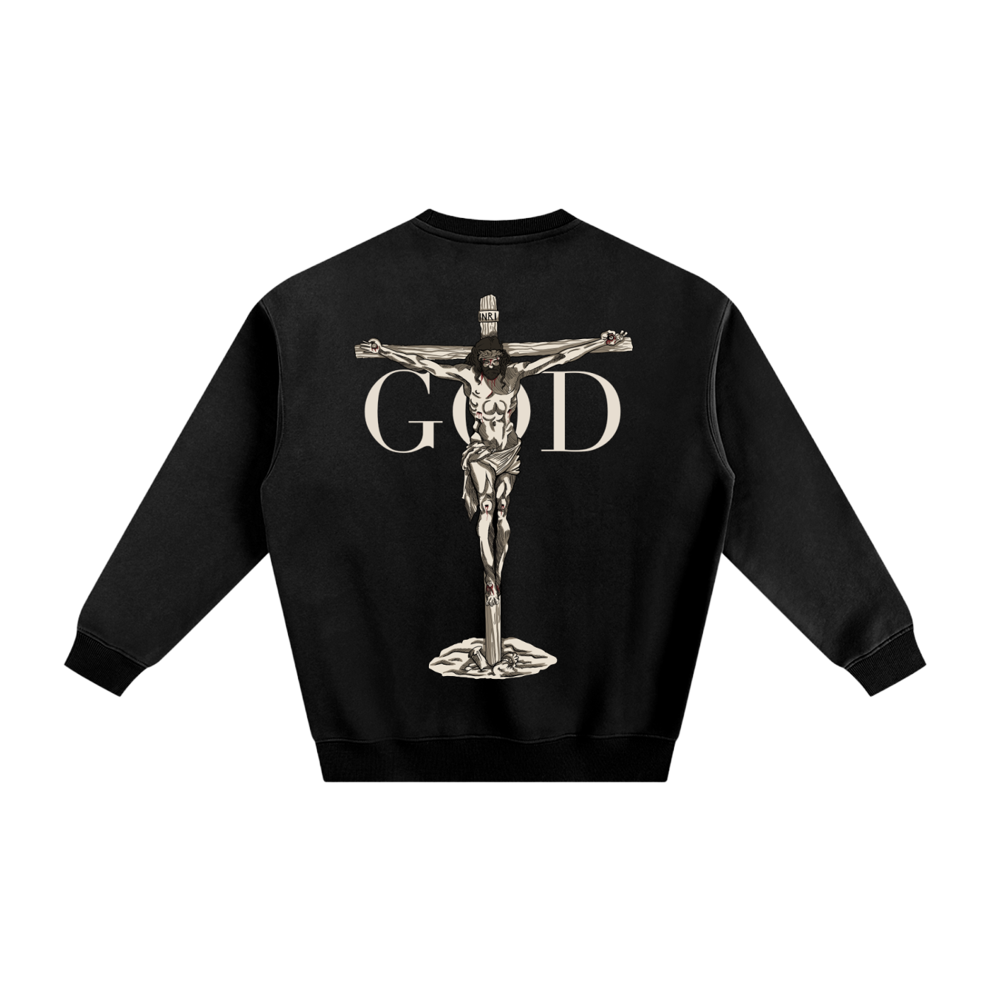 BASH CLLXXN FAITH Fleece Sweatshirt featuring intricate hand drawn doodle art with a bold Jesus graphic, designed by teen streetwear artist and brand founder