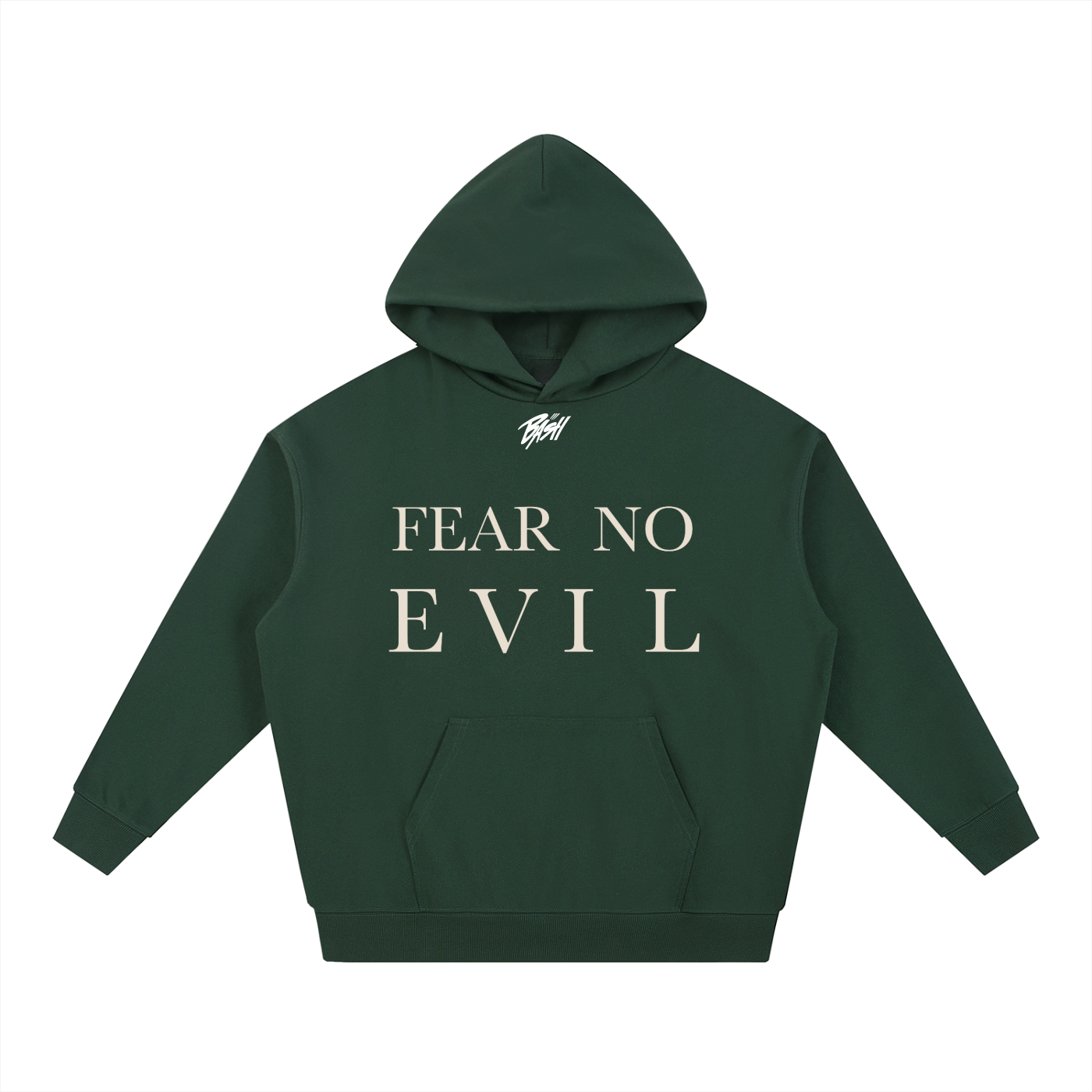 BASH CLLXXN FAITH Heavyweight Hoodie featuring original hand drawn doodle art by teen founder, intricate comic book style streetwear design on premium black fleece hoodie