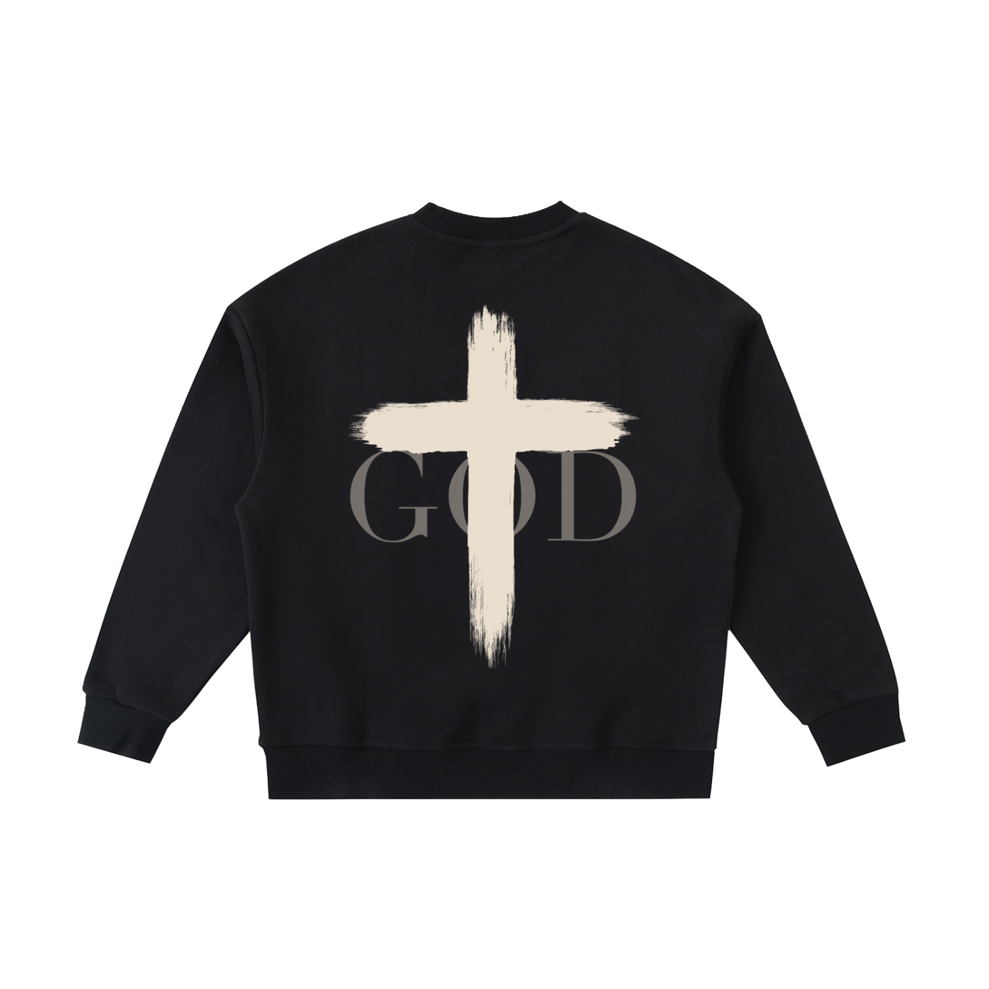 Kids FAITH Cross Fleece Crewneck by BASH CLLXXN featuring original hand drawn doodle art streetwear design with bold cross imagery on a youth fleece sweatshirt