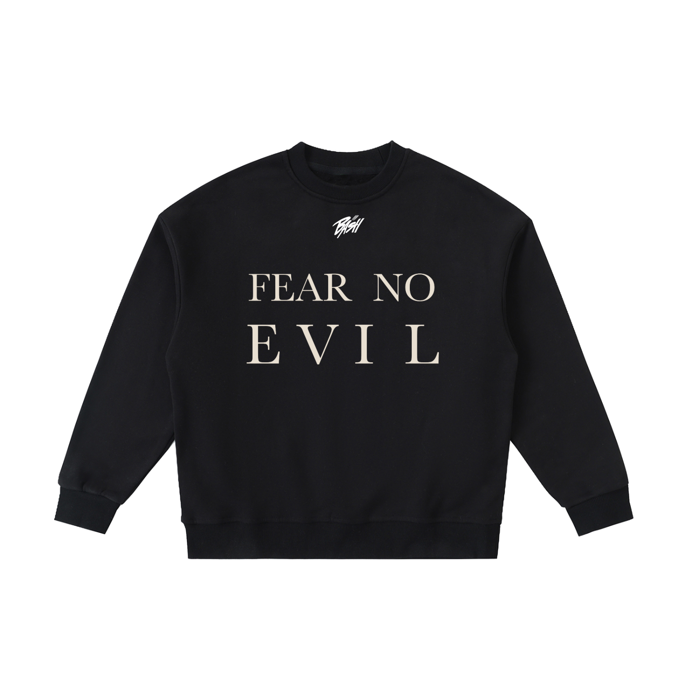 Kids BASH CLLXXN FAITH Fleece Crewneck sweatshirt featuring hand drawn doodle art by Detroit teen founder, bold comic-book-inspired graphic on heavyweight cotton-blend fleece