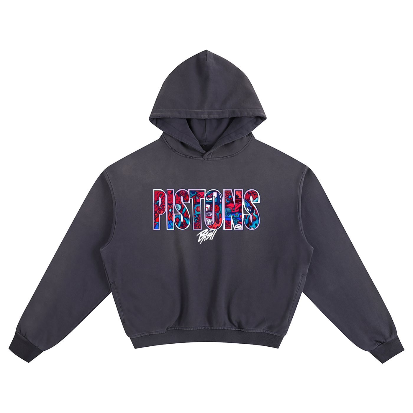 Womens Pistons Sunfade Boxy Hoodie