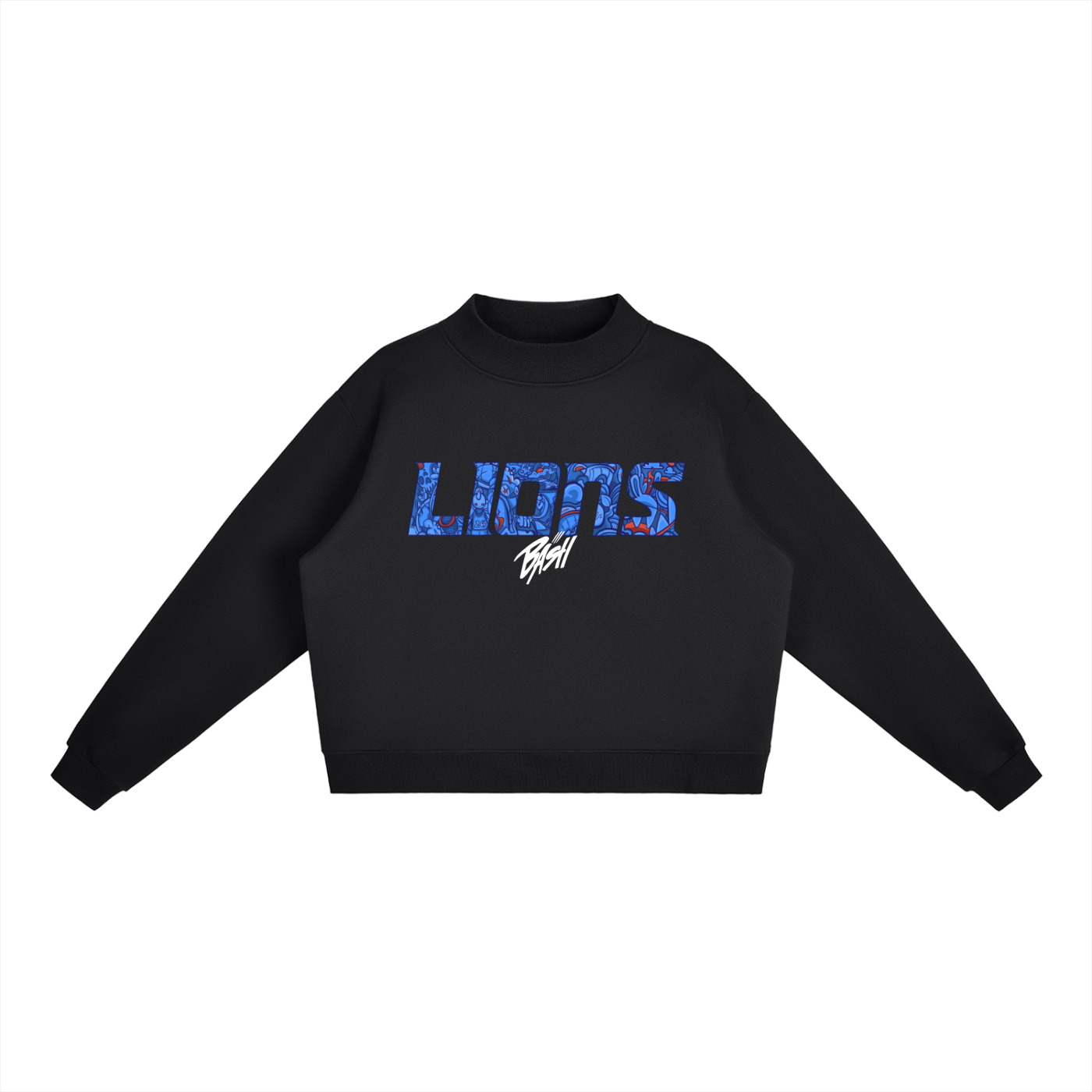 Womens Lions Mock-Neck Crew Sweatshirt