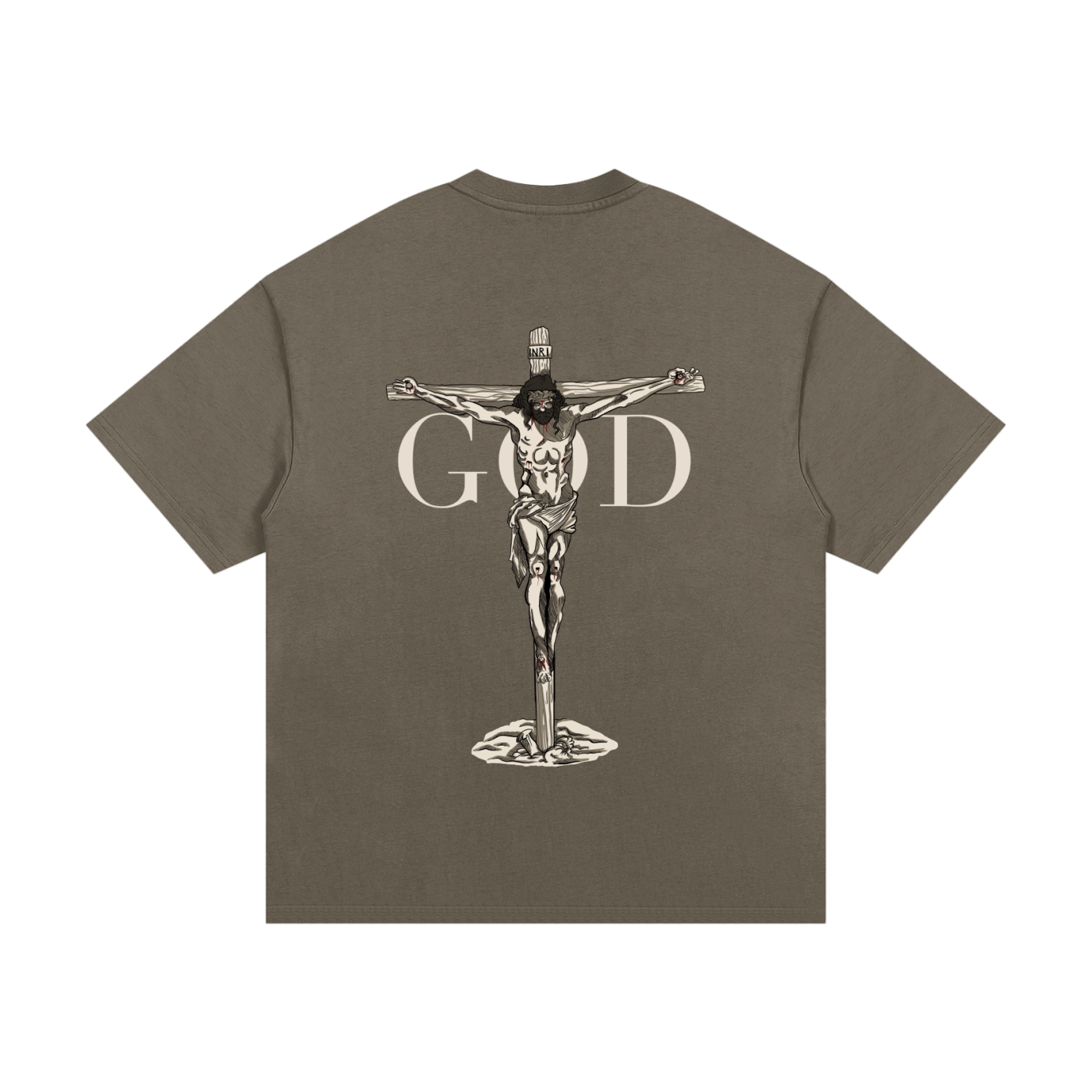 BASH CLLXXN FAITH heavyweight t-shirt featuring original hand drawn Jesus doodle art by teen streetwear founder, intricate comic-style streetwear graphic on white tee