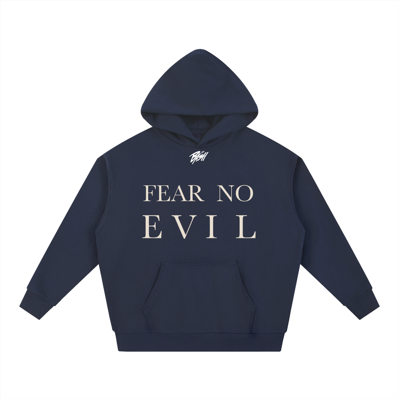 BASH CLLXXN FAITH Heavyweight Hoodie featuring original hand drawn doodle art by teen founder, intricate comic book style streetwear design on premium black fleece hoodie