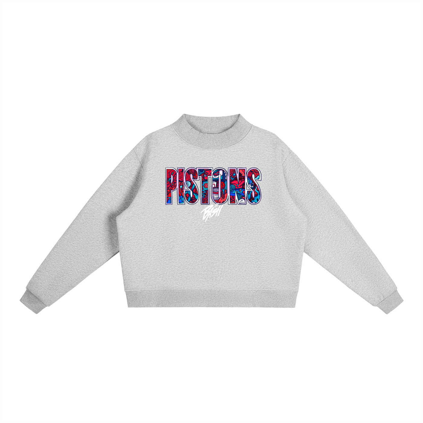 Womens Pistons Fleece Mock-Neck Crew Sweatshirt