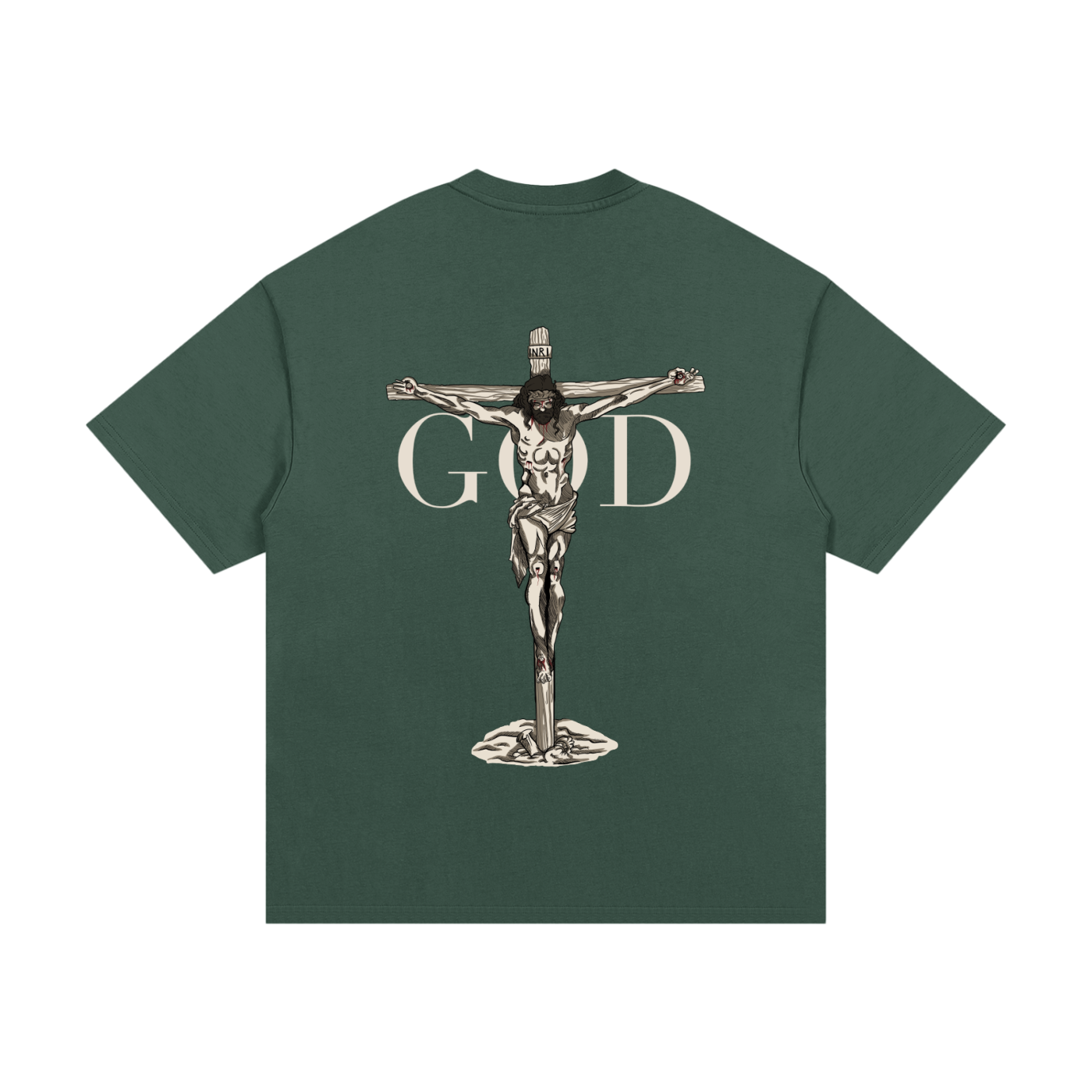 BASH CLLXXN FAITH heavyweight t-shirt featuring original hand drawn Jesus doodle art by teen streetwear founder, intricate comic-style streetwear graphic on white tee