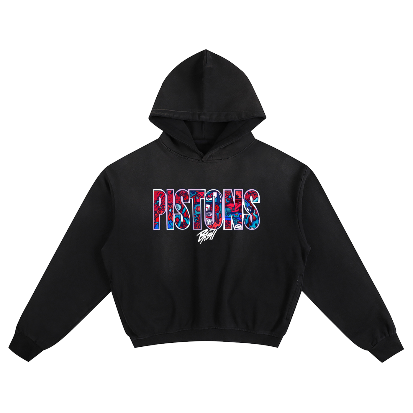 Womens Pistons Sunfade Boxy Hoodie