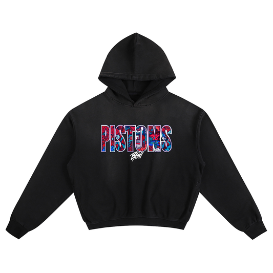 Womens Pistons Sunfade Boxy Hoodie