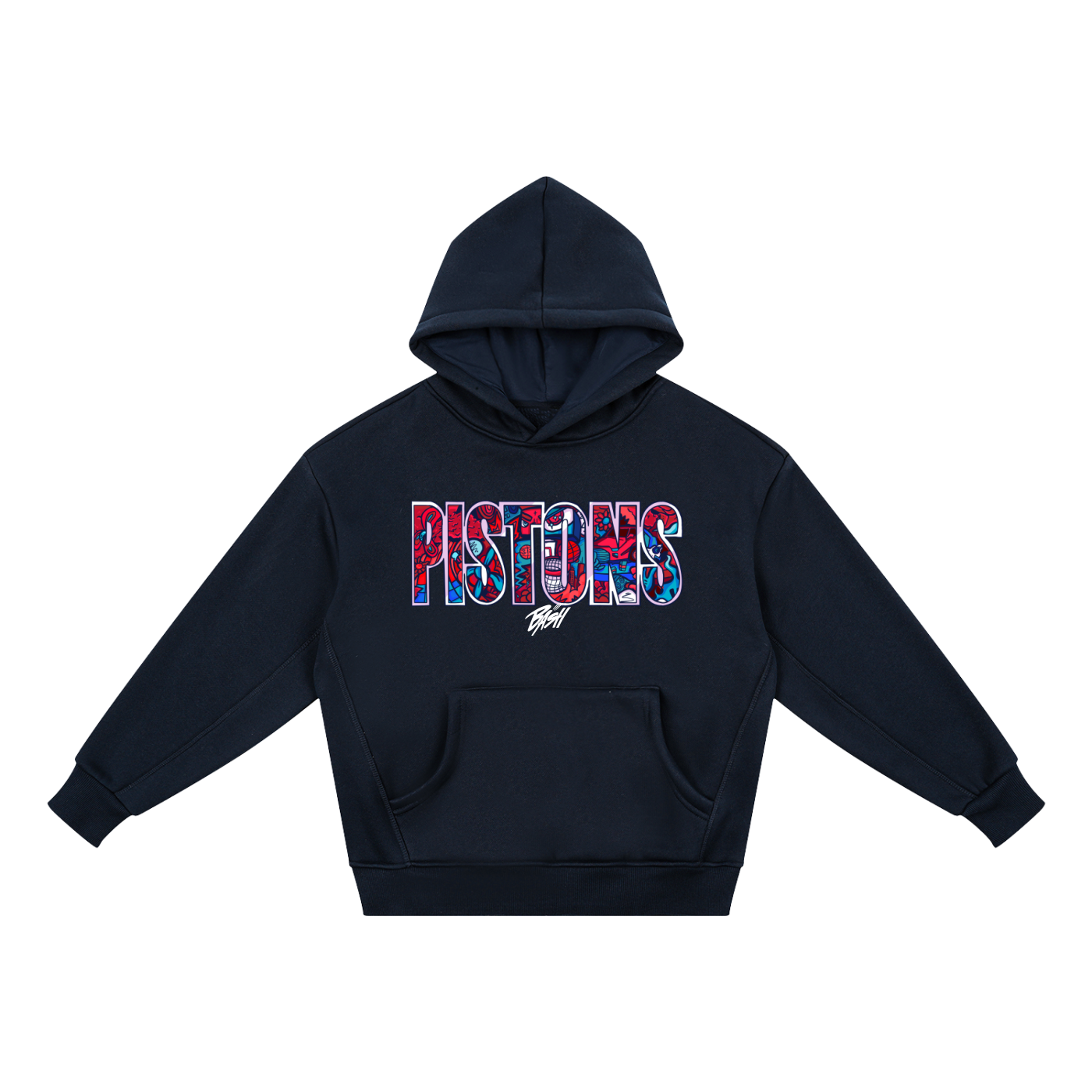BASH CLLXXN kids doodle art hoodie with original hand drawn streetwear graphics by teen founder, oversized heavyweight fleece in signature doodle art style