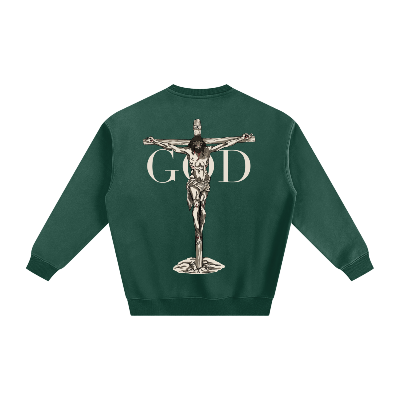 BASH CLLXXN FAITH Fleece Sweatshirt featuring intricate hand drawn doodle art with a bold Jesus graphic, designed by teen streetwear artist and brand founder
