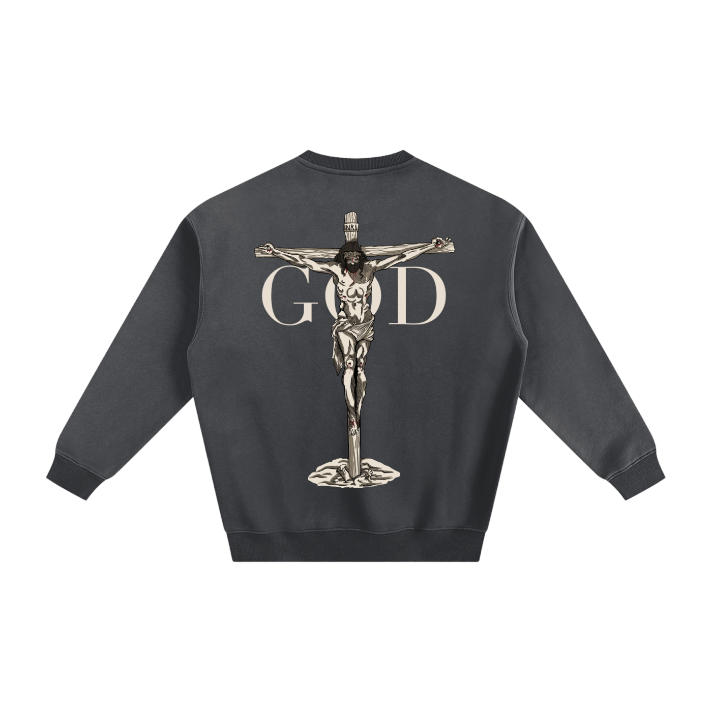BASH CLLXXN FAITH Fleece Sweatshirt featuring intricate hand drawn doodle art with a bold Jesus graphic, designed by teen streetwear artist and brand founder
